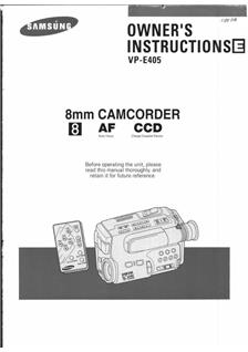 Samsung VP E 404 manual. Camera Instructions.